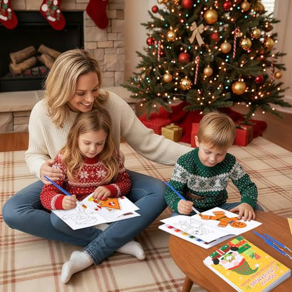 Kosiz 24 Pack Christmas Coloring Books with Brushes, Xmas Party Favors - style: Christmas Coloring