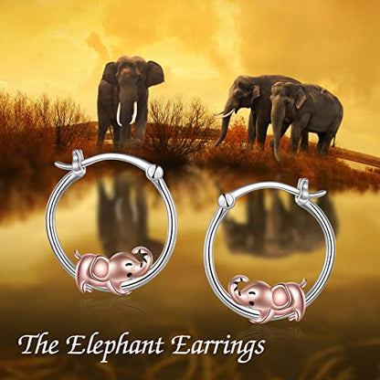 Fox/Pig/Mushroom/Cat Earrings Sterling Silver Cute Hoop Earrings Animal Jewelry Gifts for Women Daughter - style: elephant