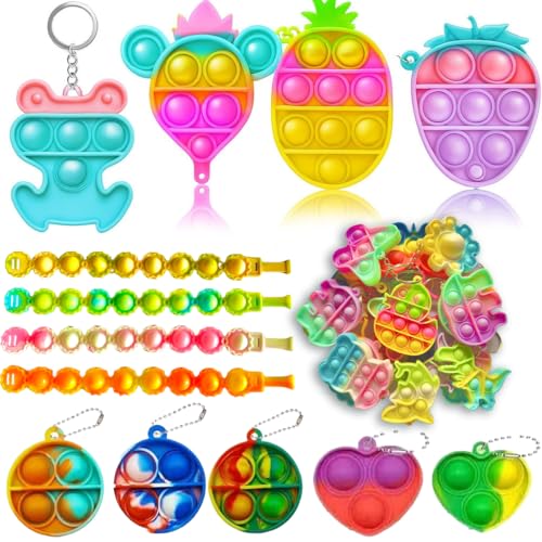 160 Pcs Fidget Toys Party Favors Pack, Randomly Selected Pop Sensory Set Gifts Stickers for Kids Adults Boy Girl Stocking Stuffers Autistic Bulk Goodie Bag Filler Treasure Box Classroom Prizes School