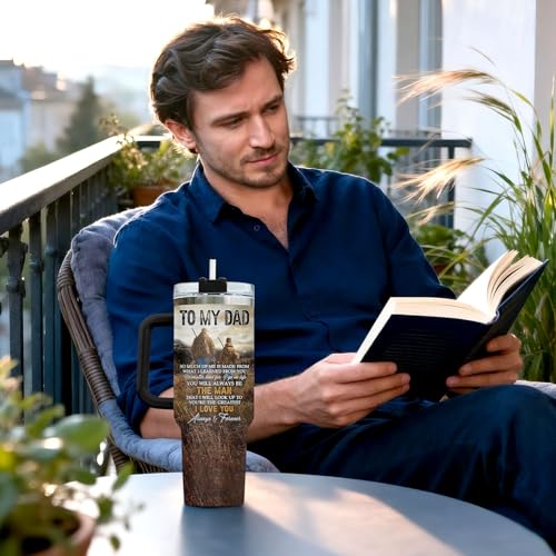 34HD Hunting Father Hunter Partner Life 40 oz Tumbler with Handle, Dad Gift - color: Hunting Father Day