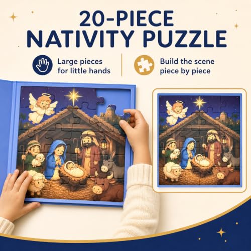 Travofun 20-Piece Magnetic Nativity Puzzle & Playset, Bible Story, Ages 3-6 - style: Nativity (Puzzle + Story Play)