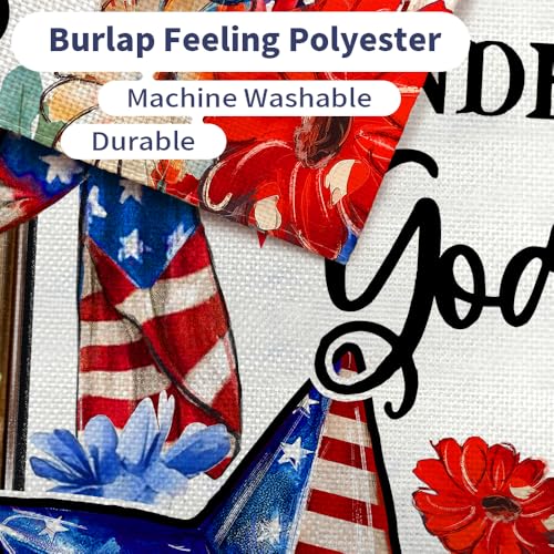 CROWNED BEAUTY 4th of July Garden Flag Patriotic Cross Double Sided 12x18 Inches Small Burlap Holiday Welcome Yard Porch Decoration for Outside CF1829-12