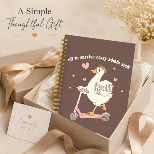 JMICTUB Funny Admin Staff Goose Spiral Notebook 5.5x8.3, Administrator Administrative Assistant Gifts Hardcover Lined Journal - color: Spiral notebook-12