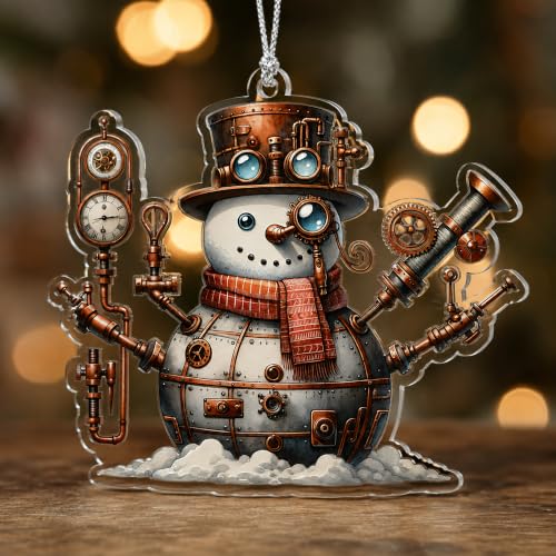 Steampunk Snowman Christmas Ornament 2026 for Christmas Tree Decorations, Unique Snowman Holiday Decor, for Steampunk Lovers - color: Steampunk Snowman