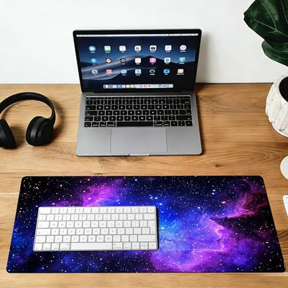 Galaxy Stars Space Mouse Pad,35.4 x 15.7 Inch Large Mouse Mat Non-Slip Rubber Stitched Edges for Writing Desk,Office,Home,Laptop - color: Galaxy Stars Space, size: 35.4L x 15.7W inches