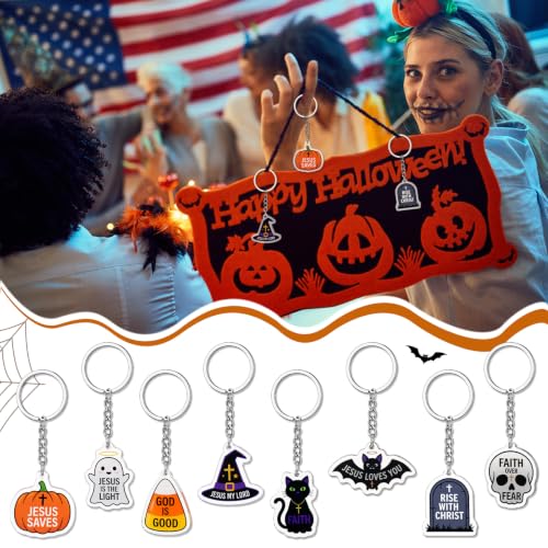 Kigeli 48 Pcs Halloween Christian Keychains Jesus Cross Party Favors - style: Halloween