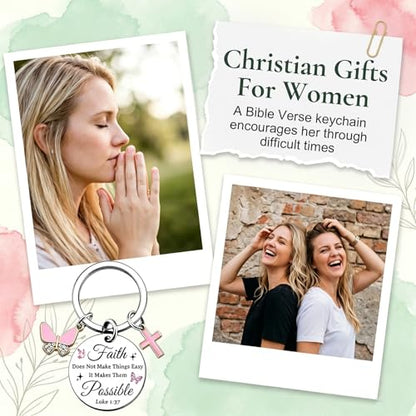 6PCS Christian Keychain for Women, Christian Key Chains, Faith Key Chains for Pastor Mom Sister Christian Bible Accessorie