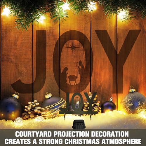 Honoson Christmas Decorations Outdoor Nativity Scene Joy Metal Silhouette Yard Sign with Stakes LED Landscape Light Religious jesus Lawn Decor Joy Metal Art Signs for Yard Lawn Garden Xmas Party Decor