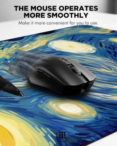 Mouse Pad, Desk Mat, 31.5x11.8in Large Mousepad - color: Blue Starry Sky Cat