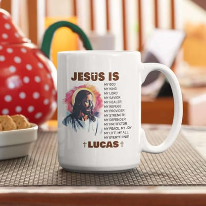 Portrait Of Jesus Ceramic Cup, Customized Religious Coffee Mug With Name, Personalized Christian Faith Mug Gift For Jesus Lover, Custom Religious Present, Unique White Mug 11oz 15oz - color: XUA-624-2309-Portrait Of Jesus