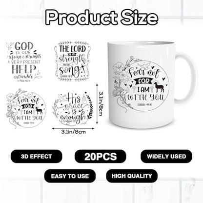 20 Sheets Black Bible Verse UV DTF Cup Wrap Transfer Stickers - style: Christian