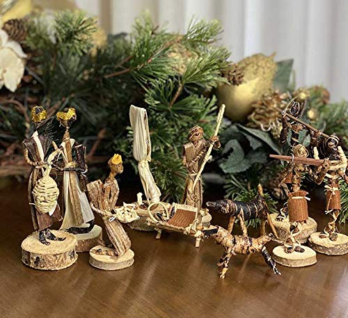 Global Crafts Nativity Parent - Handmade Nativity Set - Fair Trade Banana Fiber Christmas Décor
