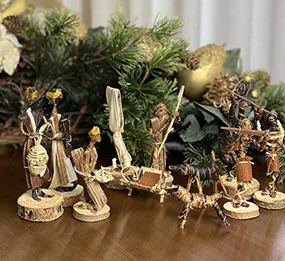 Global Crafts Nativity Parent - Handmade Nativity Set - Fair Trade Banana Fiber Christmas Décor