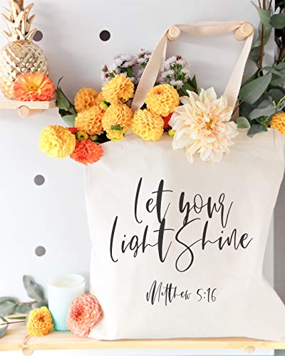 The Cotton & Canvas Co. Beach, Grocery, Farmers Market, Shopping and Travel Reusable Shoulder Tote and Handbag … - style: Let Your Light Shine, Matthew 5:16