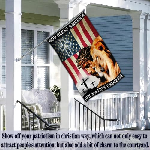 One Nation Under God Patriotic God Bless America Christian Jesus American Flag 3x5 Double Sided 4th of July Memorial Day Easter Outdoor House Decoration Banner