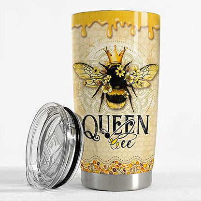 SANDJEST Personalized Queen Bee Tumbler 20oz 30oz Tumblers with Lid Gift for Women Girl Daughter Sister Animal Lovers Christmas Birthday - color: Bee 1
