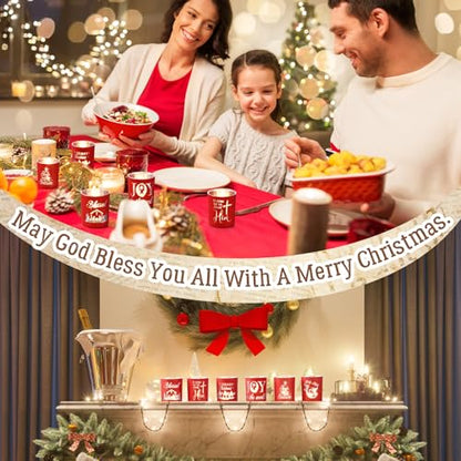 Mumufy Set of 6 Christmas Nativity Votive Candle Holders with 10 Candles Advent Tealight Holders Red Christmas Glass Centerpiece for Xmas Table Decoration Home Party Wedding