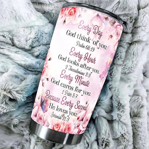 Personalized Christian Tumbler Custom Face Photo Insulated cups Travel Coffee Mug with Lids Stainless Steel 20 30 Oz Religious Gifts for Her Women Mom Grandma Mother's Day - color: Christian 630
