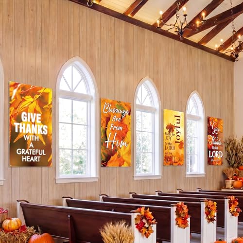 Hosuly 4 Pcs Fall Sanctuary Banners Church Scripture Classic 3x5 Feet - size: 3 x 5 Feet, style: Classic Style