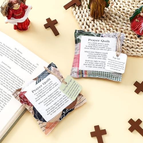 Fanfanwin 2 Pack Prayer Quilt with Cross, Mini Patchwork Scripture, Classic - style: Classic
