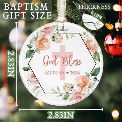 Baptism Gifts for Girls, God Bless Cross Ornament - color: Color13