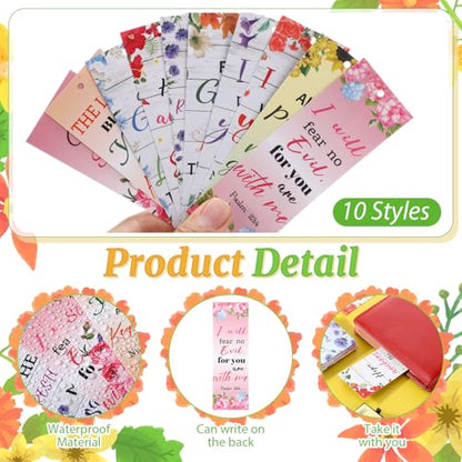 200 Pcs Christian Gift for Women Christian Accessories Include 50 Bible Verses Notebook 50 Church Bookmark 50 Ballpoint Pen Organza Bag Gift for Christmas Church Motivational (Flower) - style: Flower