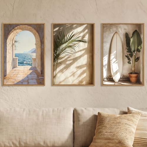 Large Coastal French Landscape Framed Canvas Wall Art Set -16"x24"x3 - color: French Landscape Wall Art, size: 16"L x 24"W
