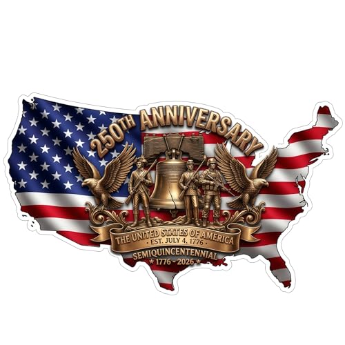 Liberty Bell and American Flag Patriotic Car Decal - color: Sticker Map 250 Usa