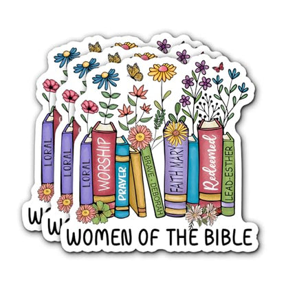 Women of The Bible Stickers 3Pcs Wait Like Sarah Perfect Like Rahab Trust Like Ruth Decals Vinyl Waterproof Christian Jesus Stickers for Water Bottles Laptop (Women of The Bible) - color: Women of the Bible