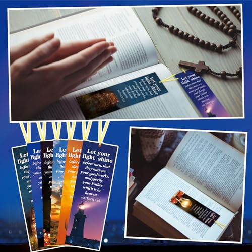 Dispowreath 60 Pcs Let Your Light Shine Christian Bookmarks for Church - style: Let Your Light Shine