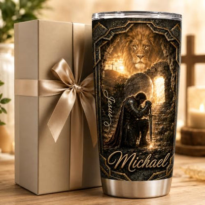 Personalized Christian Gifts For Men - A Child Of God Warrior Christ Man Of Faith Tumbler V5 - Faith Bible Religious For Dad, Husband, Grandpa on Fathers Day, Christmas, Birthday - color: CH-VAR-05