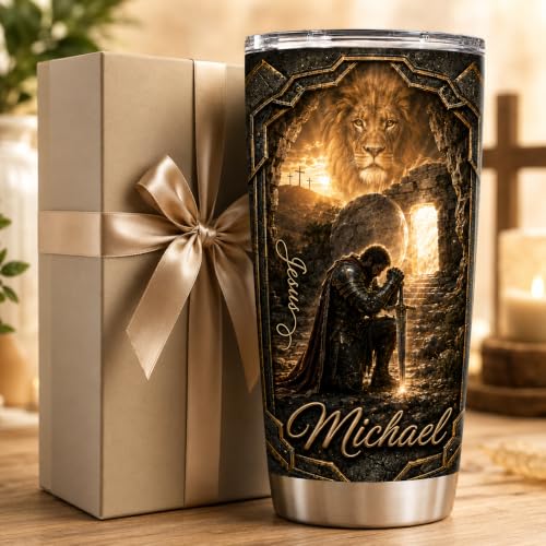 Personalized Christian Gifts For Men - A Child Of God Warrior Christ Man Of Faith Tumbler V5 - Faith Bible Religious For Dad, Husband, Grandpa on Fathers Day, Christmas, Birthday - color: CH-VAR-05