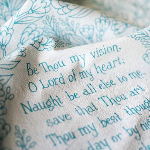 Little Things Studio Tea Towel - Be Thou My Vision, Soft Teal Blue, 20 x 24 - color: Be Thou My Vision – Soft Teal Blue