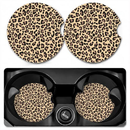 Car Coasters for Cup Holders, Leopard Print Car Coasters Set of 2, B08 - color: Cheetah