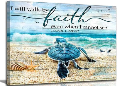 HSHFKLH Christian Bible Inspirational Canvas Wall Art 12x16in - color: Sea turtles-Canvas, size: 16"L x 12"W