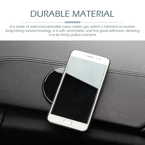 5 PCS Car Round Anti-slip Mat, 3.1" Silicone Storage Mat for Car Ornament Mobile Phone GPS Keys Glasses, Reusable Self-adhesive Dashboard Pad, Multi-function Sticky Fixing Pad (Black)