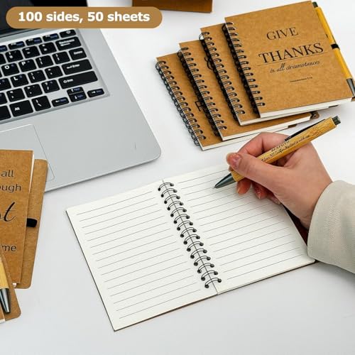 BFXFUTU 60pcs/30Bulk Christian Gift Spiral Notebooks with Bible Bamboo Pen Prayer Journal for School Office Believers Staff Inspirational Diary Mini Notepad Gift Inspirational Thank You Set (60) (60)