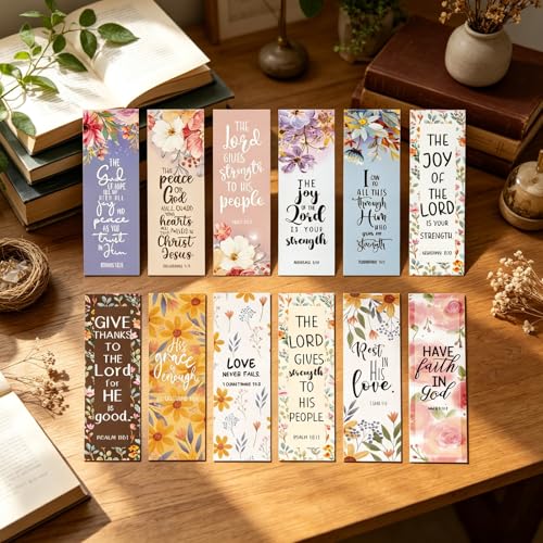 Bible Verse Bookmarks Gifts - 120 Pcs Christian Flower Bookmark Paper Scripture Religious Book Marks Page Clip Inspirational Gift for Women Men Church Book Lovers Reading Bookish Supplies - color: Christian Flower