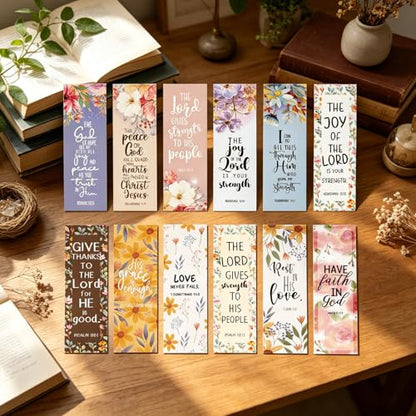 Bible Verse Bookmarks Gifts - 120 Pcs Christian Flower Bookmark Paper Scripture Religious Book Marks Page Clip Inspirational Gift for Women Men Church Book Lovers Reading Bookish Supplies - color: Christian Flower