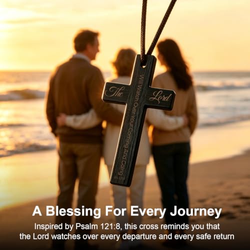 Psalm 121:8 Cross Car Ornament, Christian Bible Verse Gift - color: Psalm 121:8