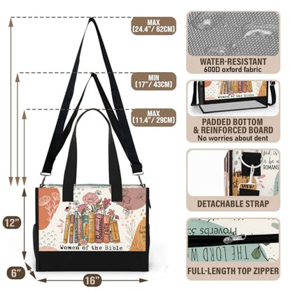 Christian Tote Bag for Women Bible Study Church Faith Organizer - color: Women of the Bible