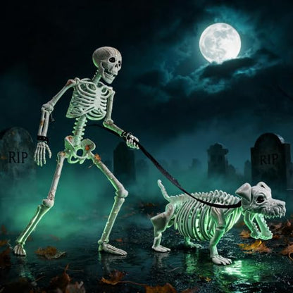 Human & Dog Skeleton Halloween Decorations Outdoor/Indoor - size: 3 FT