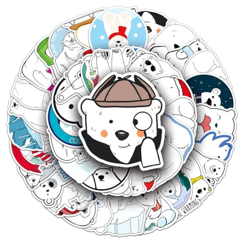 50Pcs Polar Bear Stickers Waterproof Vinyl Decals - color: Polar Bear