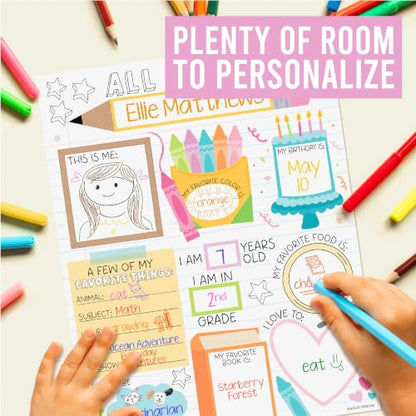 20 All About Me Posters Elementary Classroom Decor, Star Student Poster - color: Notebook