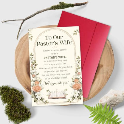 Pastor's Wife Appreciation Card, Christian Thank You Greeting with Heartfelt Poem, Religious Birthday Card Gift for Woman Her Church Leader's Spouse - color: Pastor's Wife