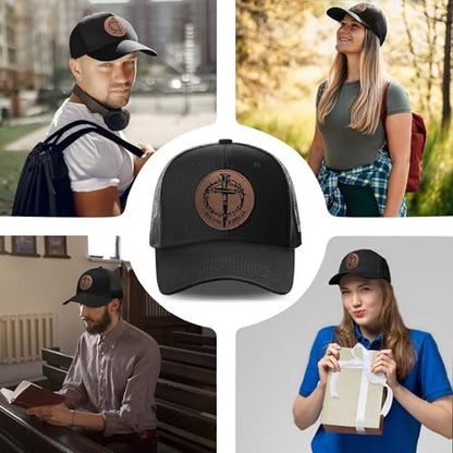 Christian Hats for Men & WomenJesus Cross HatChristianReligious GiftsforVarious Festivals&BirthdaysFaith Baseball/Trucker Cap - color: Black Redemption