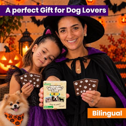 Menique Dogs Memory Matching Game for Kids – 80 Bilingual Cards, 40 Pairs with Real Dog Breed Photos – Educational Family Card Game for Ages 3+ - style: Dogs