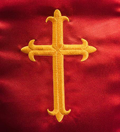 IvyRobes Unisex-adult's Satin Clergy Stole with Embroidery Cross 90"-4 Colors Available - color: Red
