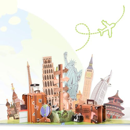3D Pop Up Interesting Cards for men - Travel Theme Greeting Card - color: Landmark building
