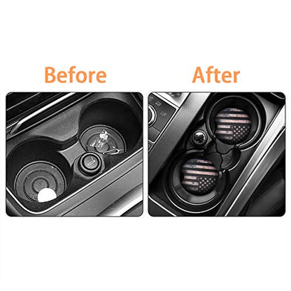 Moly Magnolia 2 Pack 2.75 Inch Car Cup Holder Coasters, Black Flag - color: Black Flag